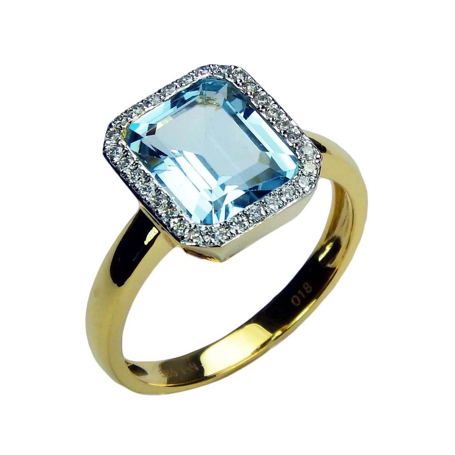 31255-1v1qsQNVt5IhKj Damenring mit Blautopas und Brillanten Gelbgold 585/000