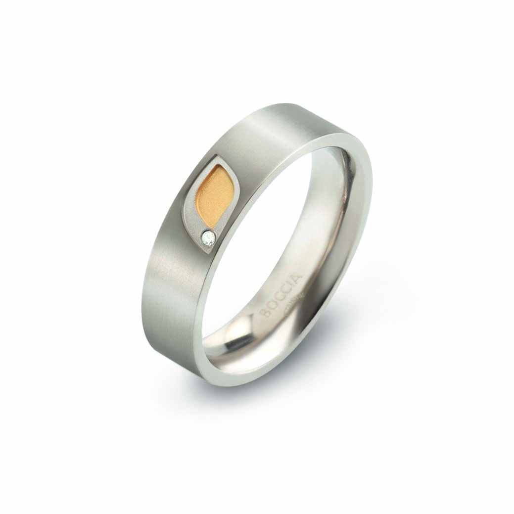0146-01 Boccia Diamantring Titan bicolor goldplattiert