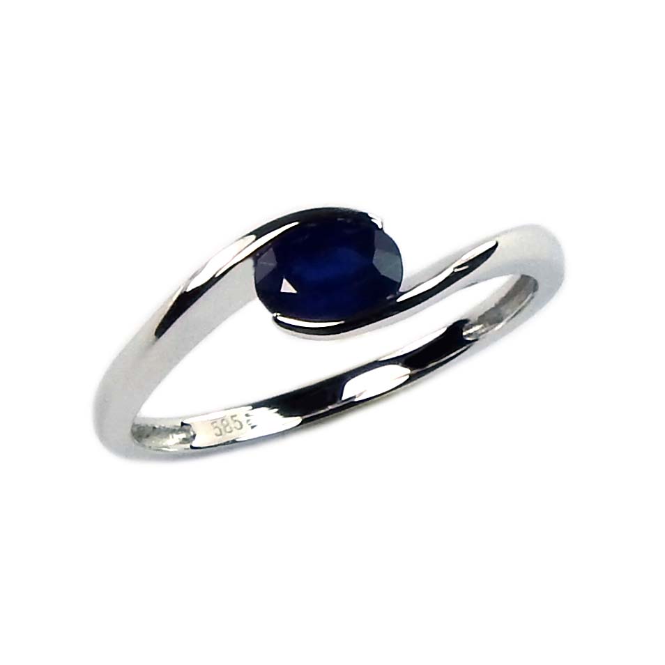 30265 Damenring Weißgold 585/000 mit Safir