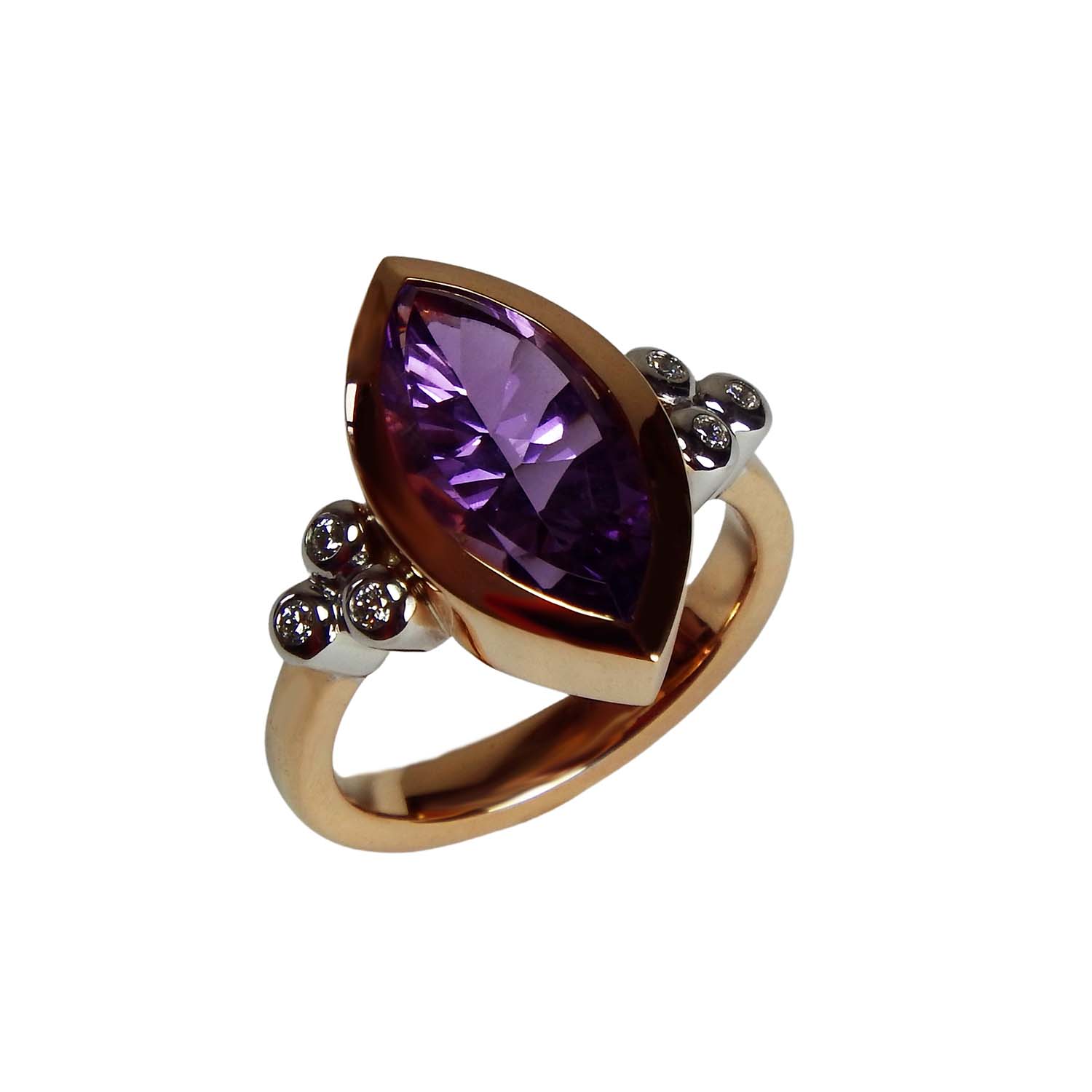 32116-1 Damenring mit Amethyst und Brillanten Roségold 750/000