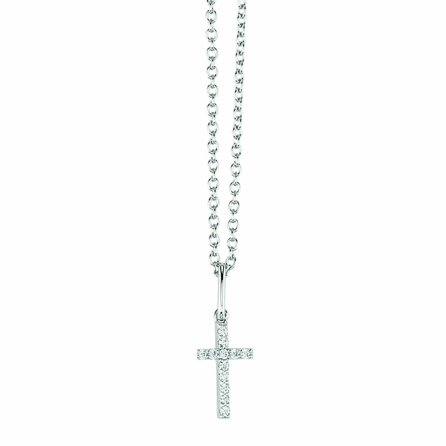 Ratius Halskette aus rhodiniertem Silber mit Kreuz