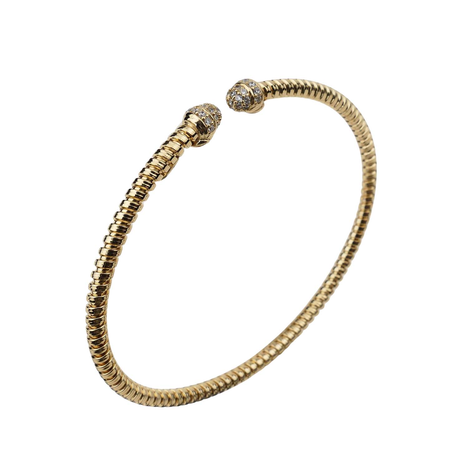 Ratius flexibler Armreif mit Zirkonia Silber goldplattiert