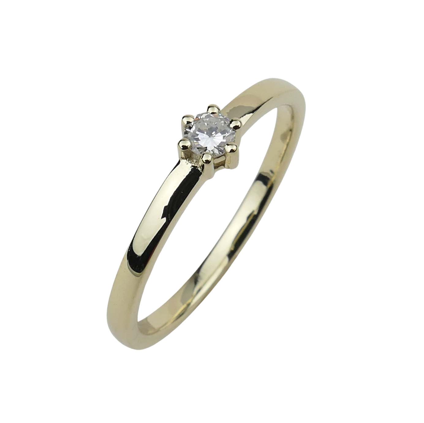 Verlobungsring Gelbgold 585/000 mit Brillant aus unserer Goldschmiede