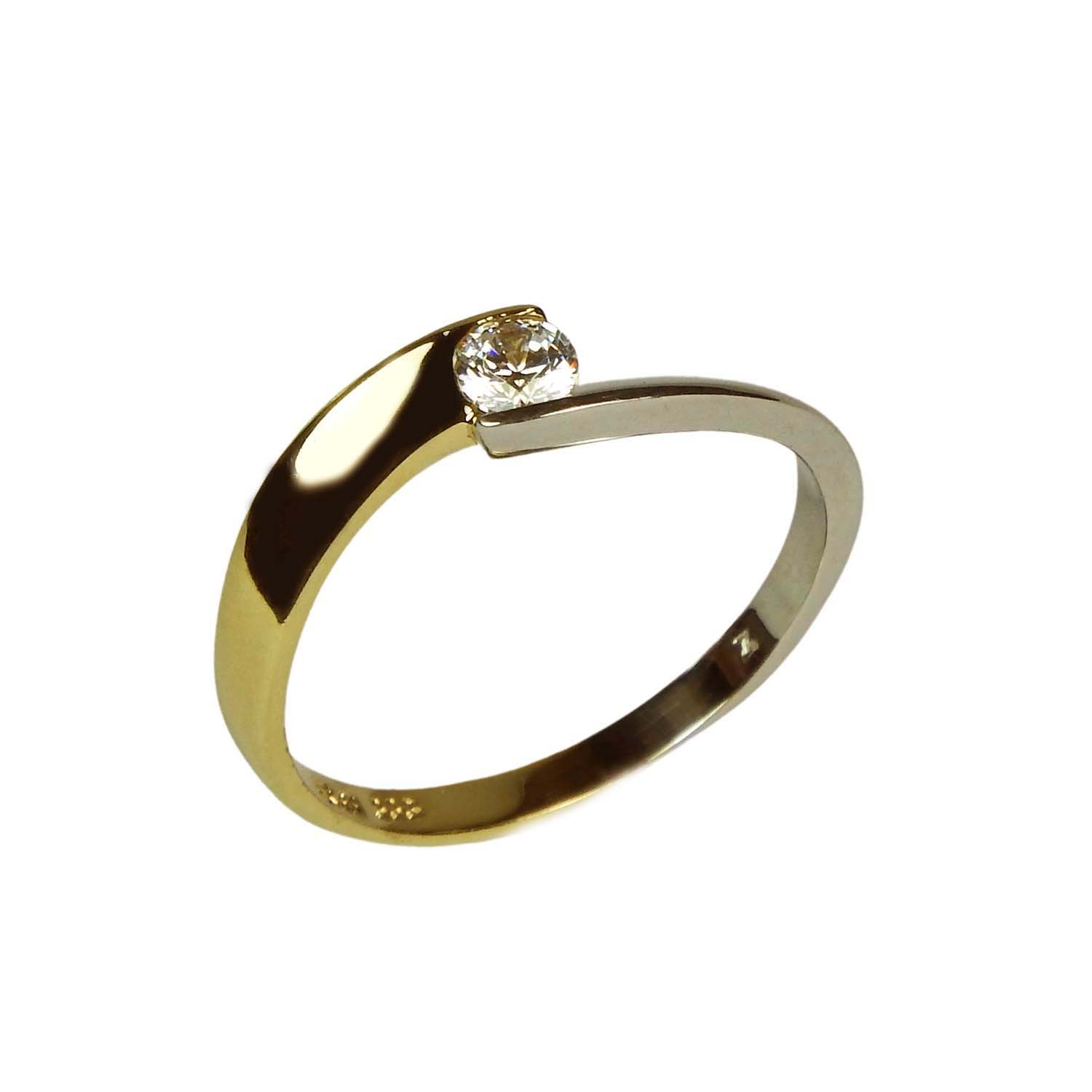 32112-1 Damenring Gelbgold und Weißgold 333/000 mit Zirkonia