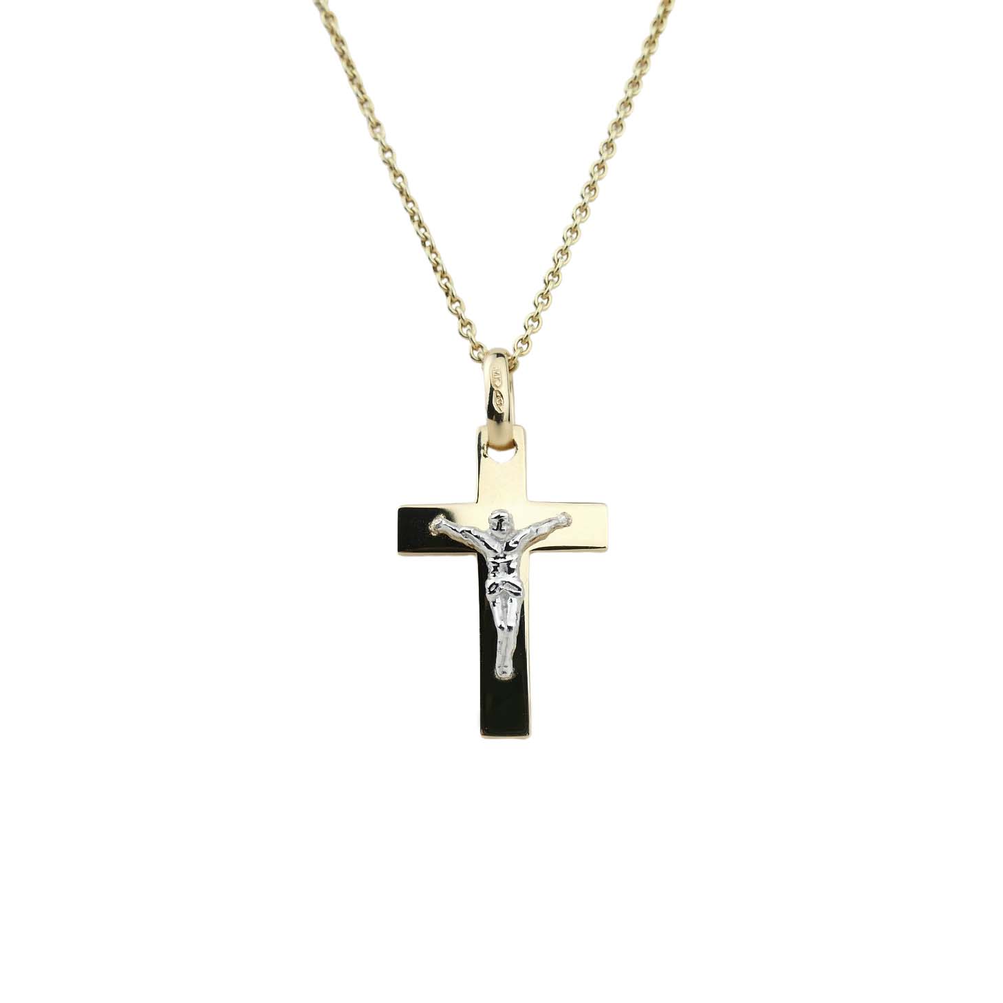 Kreuz Gold 585/000 bicolor mit Korpus