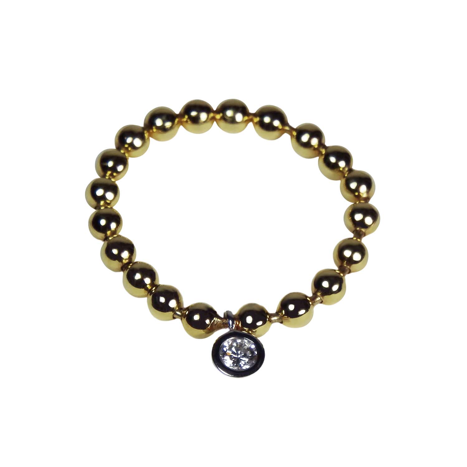 32793-1 Elastischer Kügelchenring Gelbgold 585/000 mit Brillant