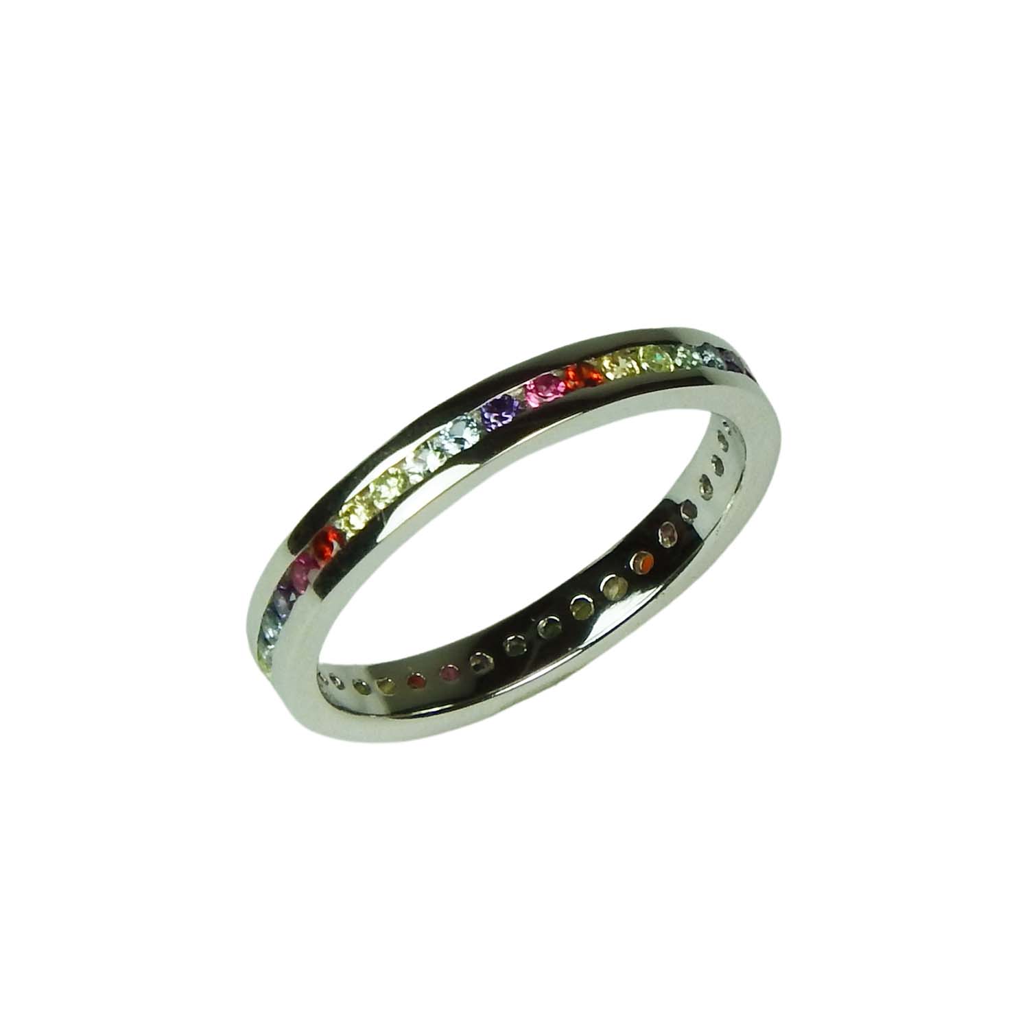 32589 Damenring Sterlingsilber mit farbigen Zirkonia