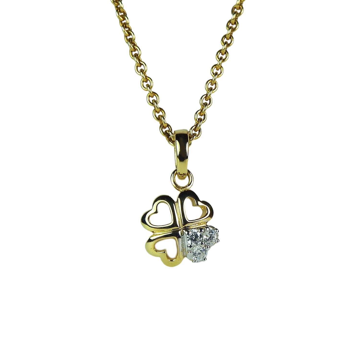 31793 Glücksanhänger Kleeblatt Gelbgold 333/000 mit Zirkonia