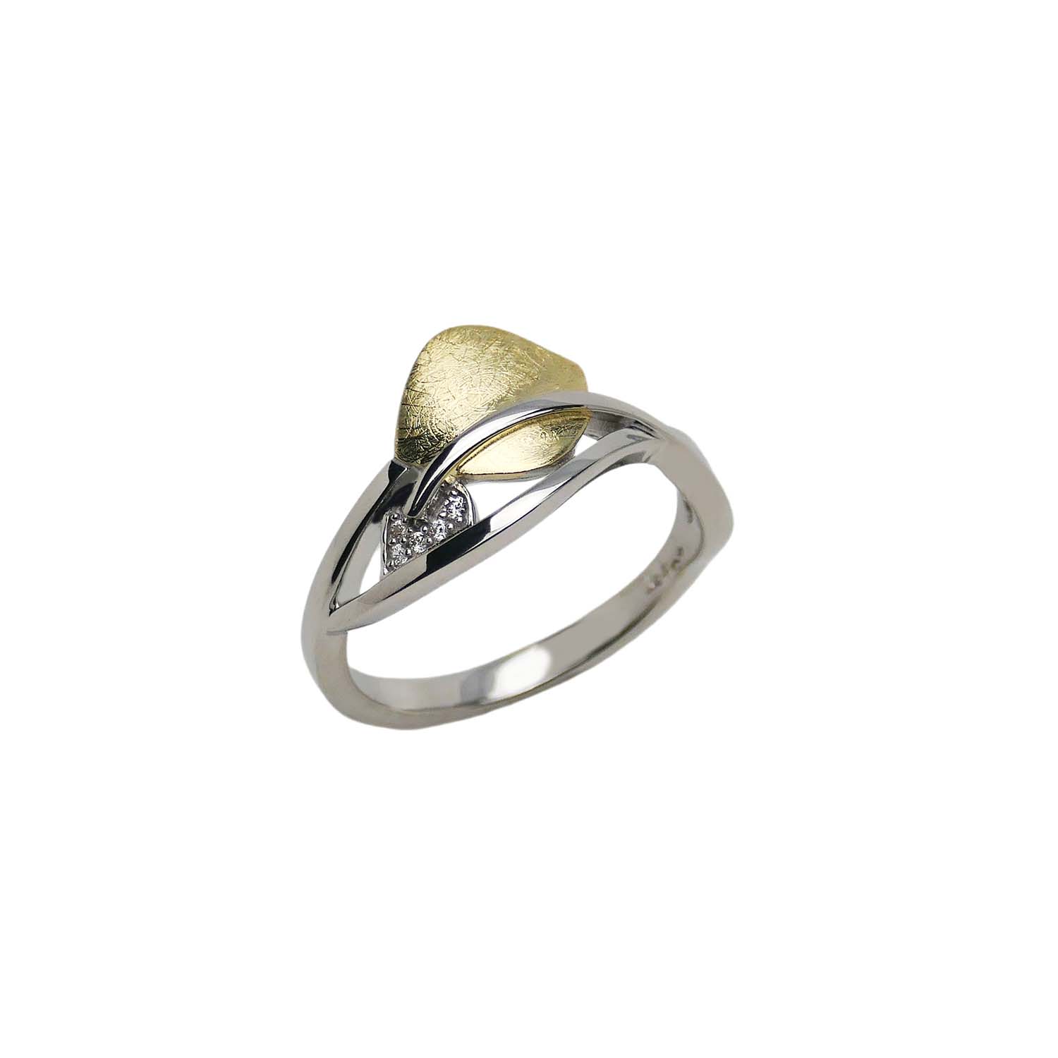 33267 Damenring Sterlingsilber mit Zirkonia in Bicoloroptik