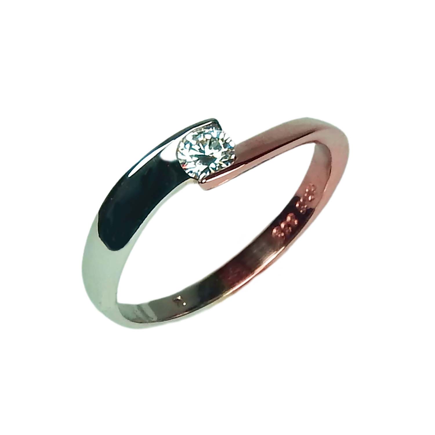32203-1 Damenring Roségold und Weißgold 333/000 mit Zirkonia