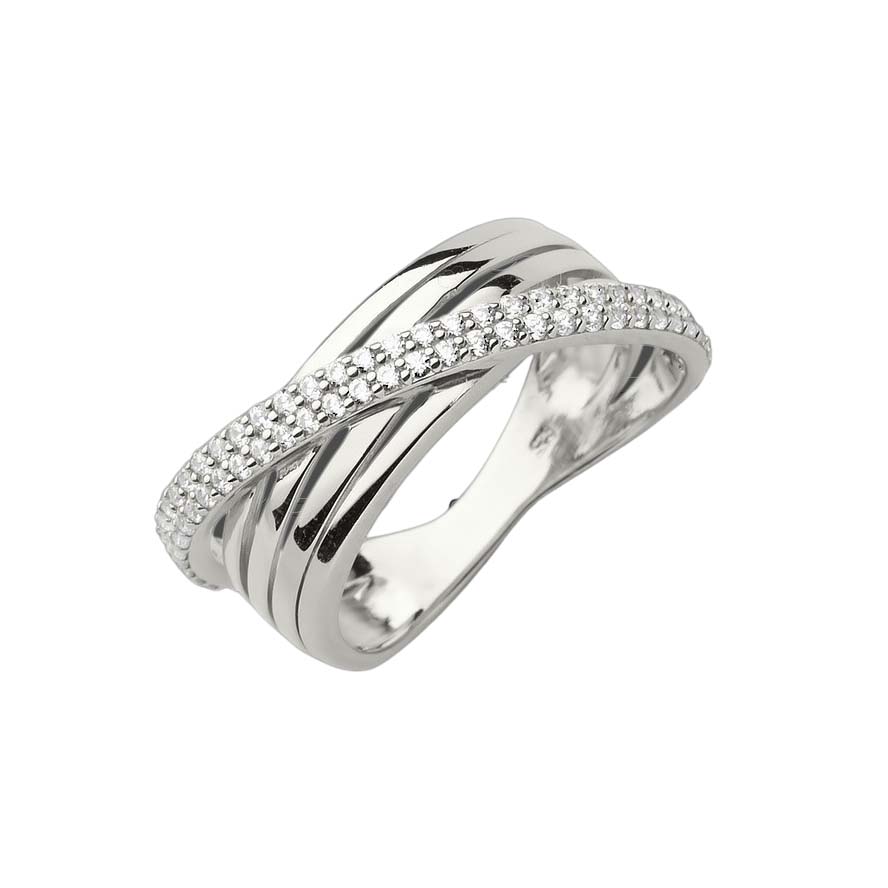 33669 Damenring Silber mit Zirkonia in Wickeloptik