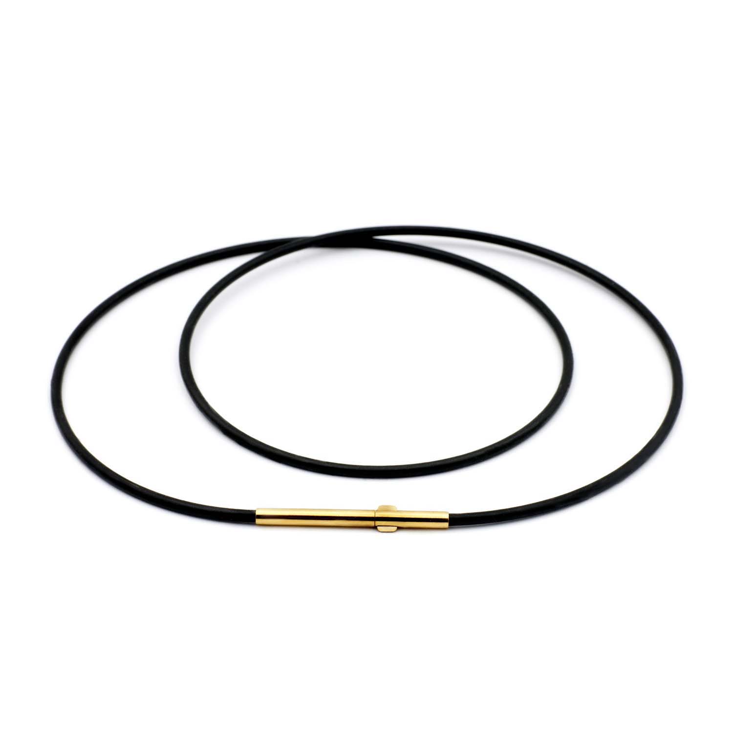 Halsreif Silikon 1,4 mm mit Doppelclipverschluss Gelbgold 585/000