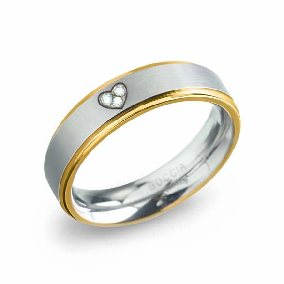Boccia Brillantring aus bicolor goldplattiertem Titan