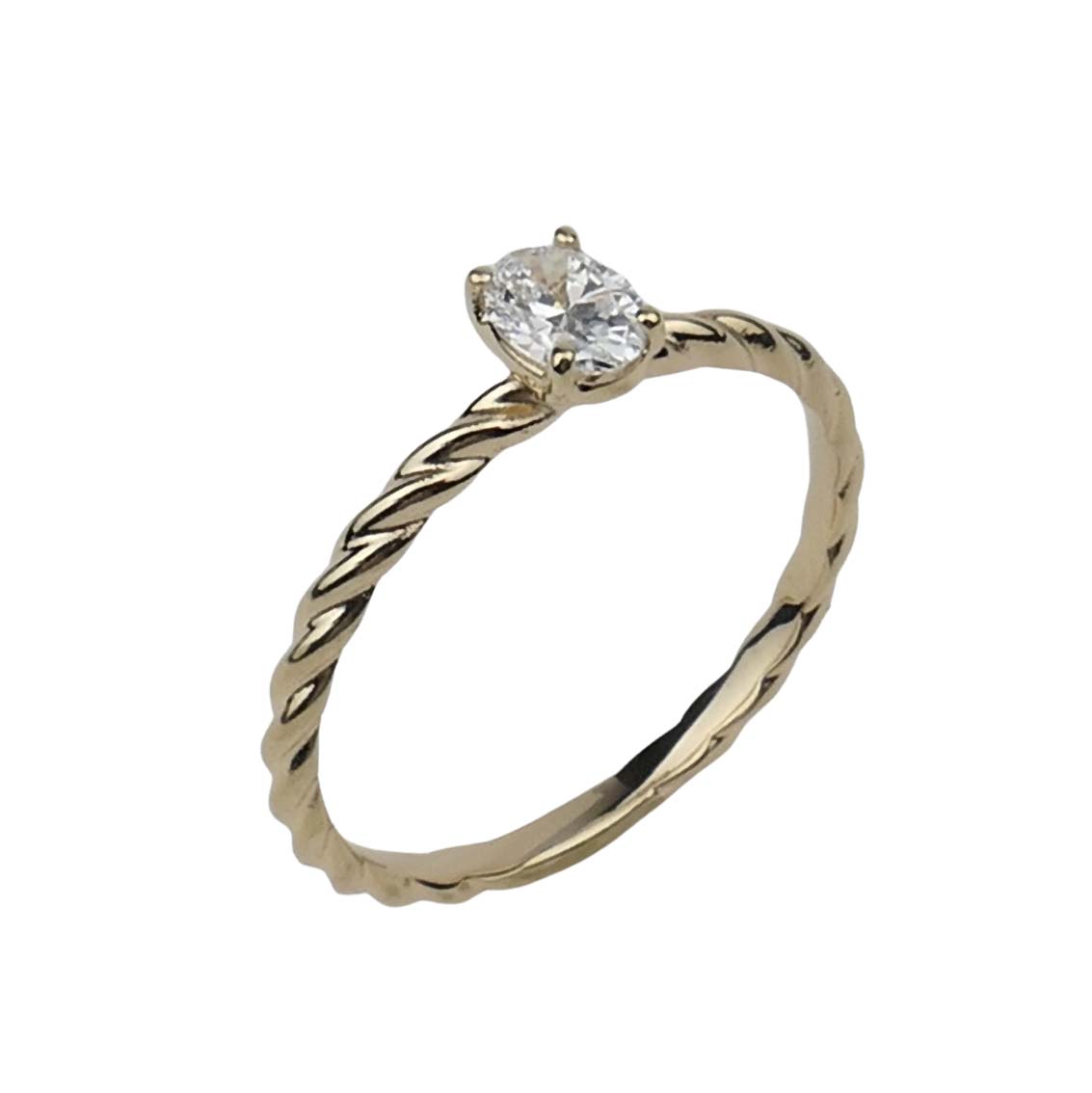 Verlobungsring Gelbgold 585/000 mit Diamant im Ovalschliff