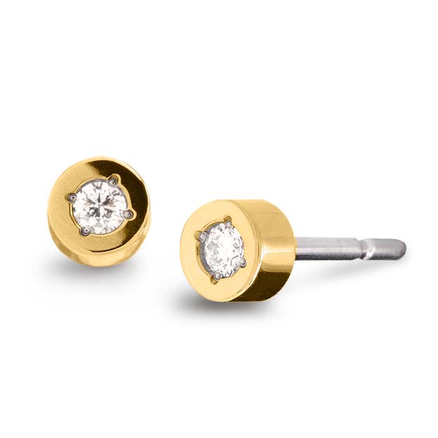 Boccia Brillantohrstecker aus goldplattiertem Titan
