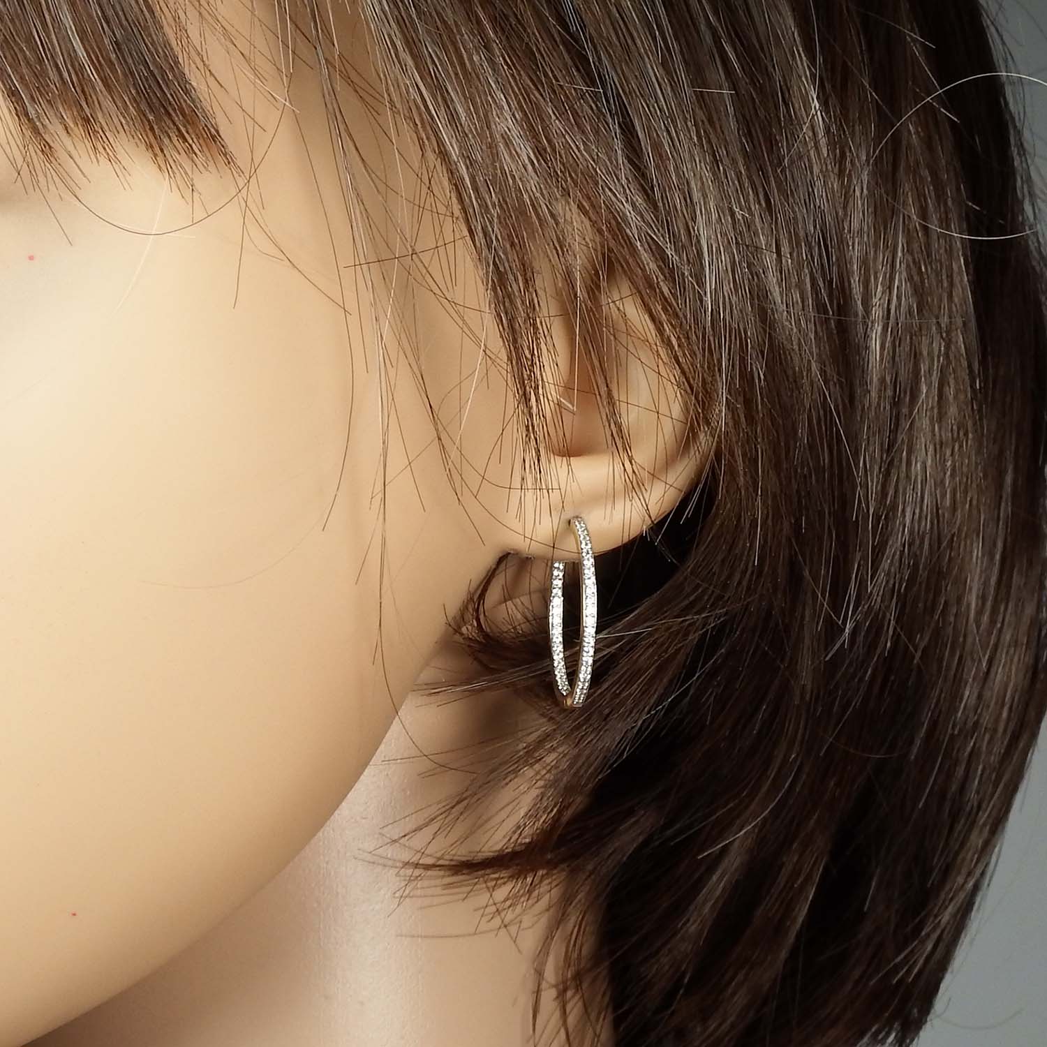 Creolen mit Zirkonia Gelbgold 585/000 Zirkoniaohrringe