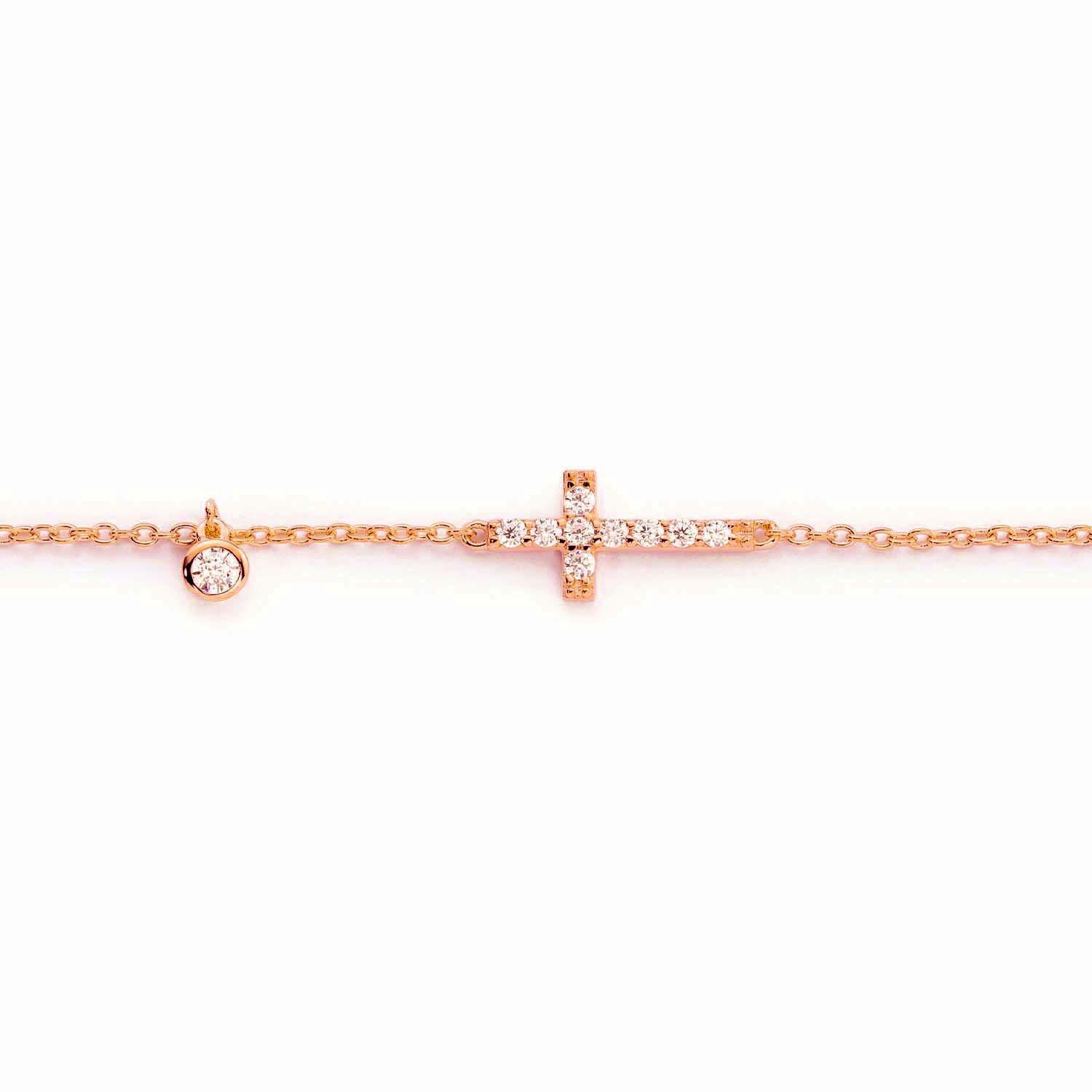 Ratius Armband mit zirkoniabesetztem Kreuz Silber roségold plattiert