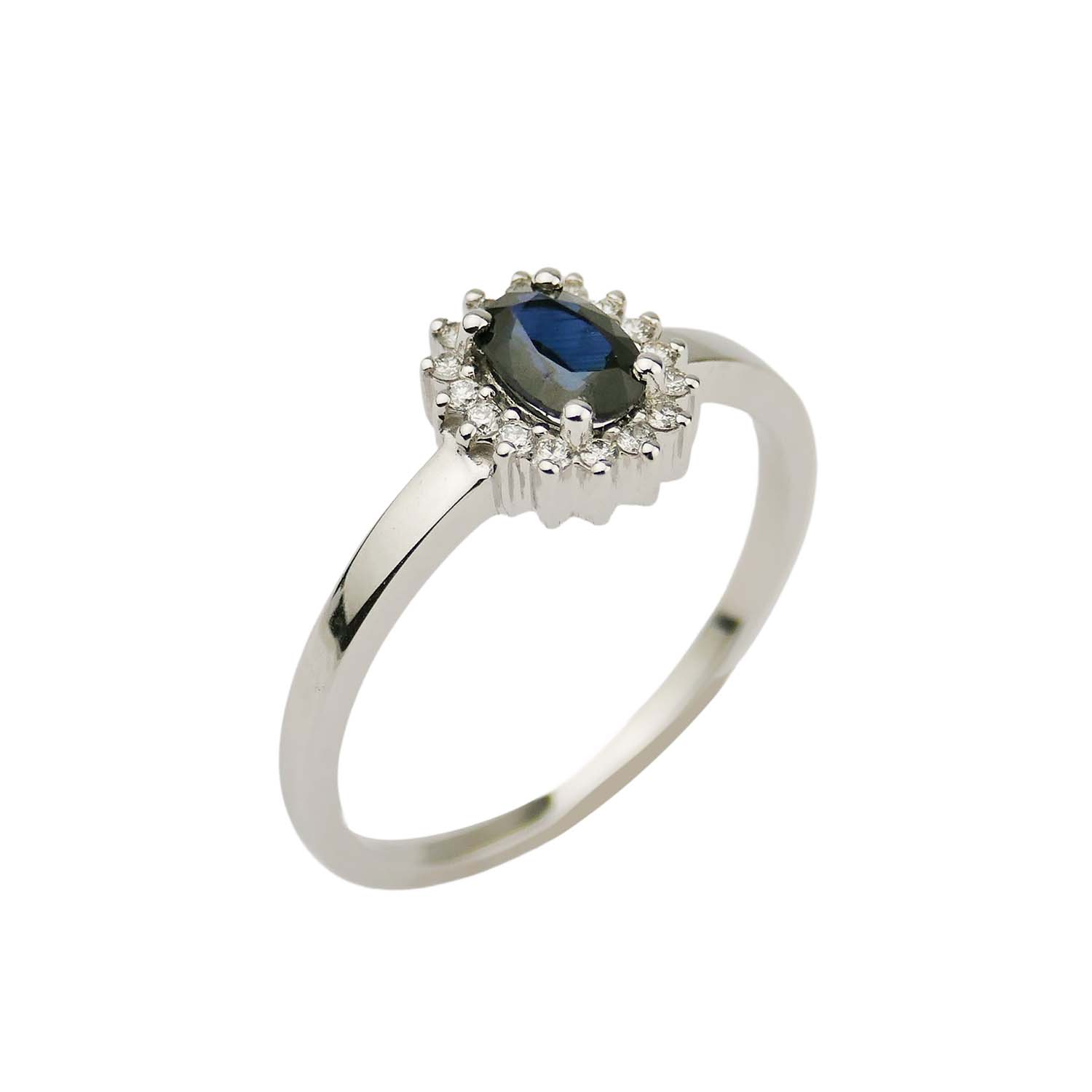 32884-1 Verlobungsring Weißgold 585/000 mit Safir und Brillanten