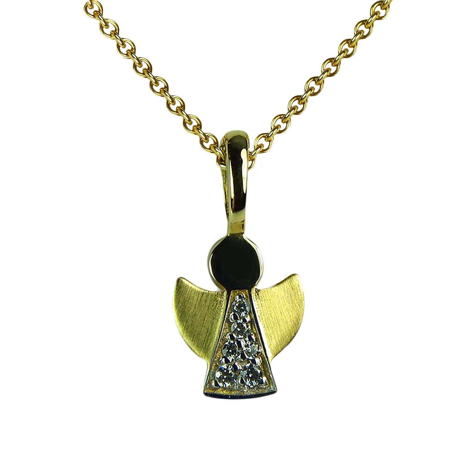 31357 Anhänger Engel Gelbgold 585/000 Engelanhänger mit Zirkonia