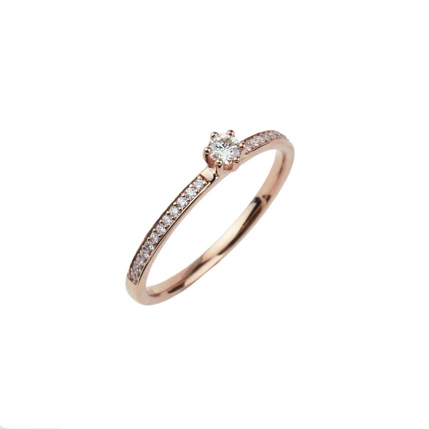 Antragsring Verlobungsring Roségold 585/000 mit Brillanten