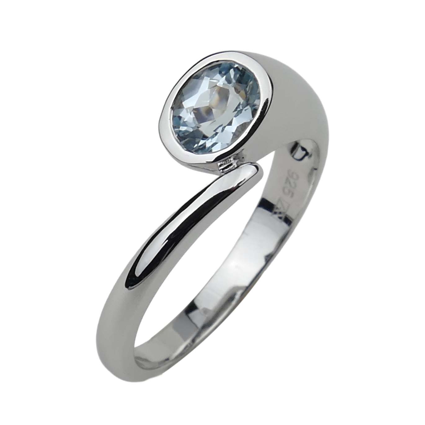Damenring Silber mit Blautopas