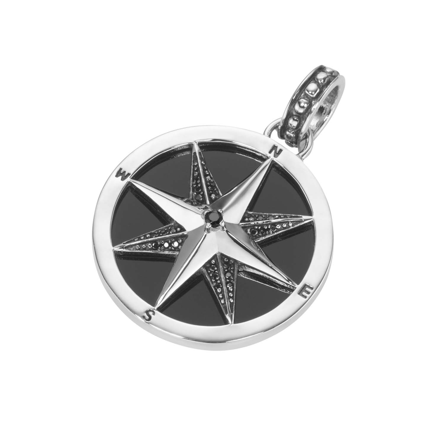 34554 Anhänger Kompass Silber mit Achat und Spinell
