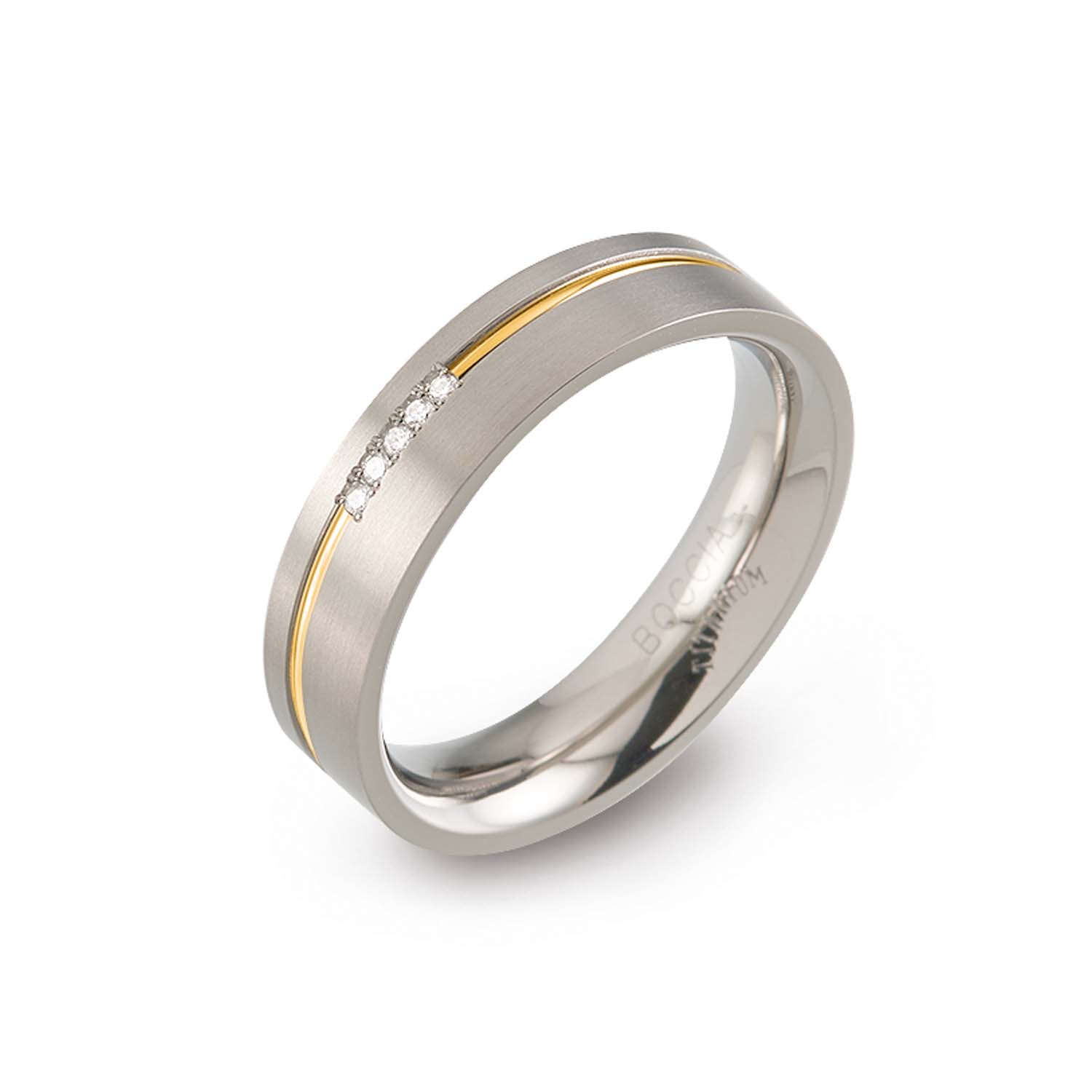 0149-04 Nickelfreier Boccia Diamantring Titan Titanring mit Diamanten
