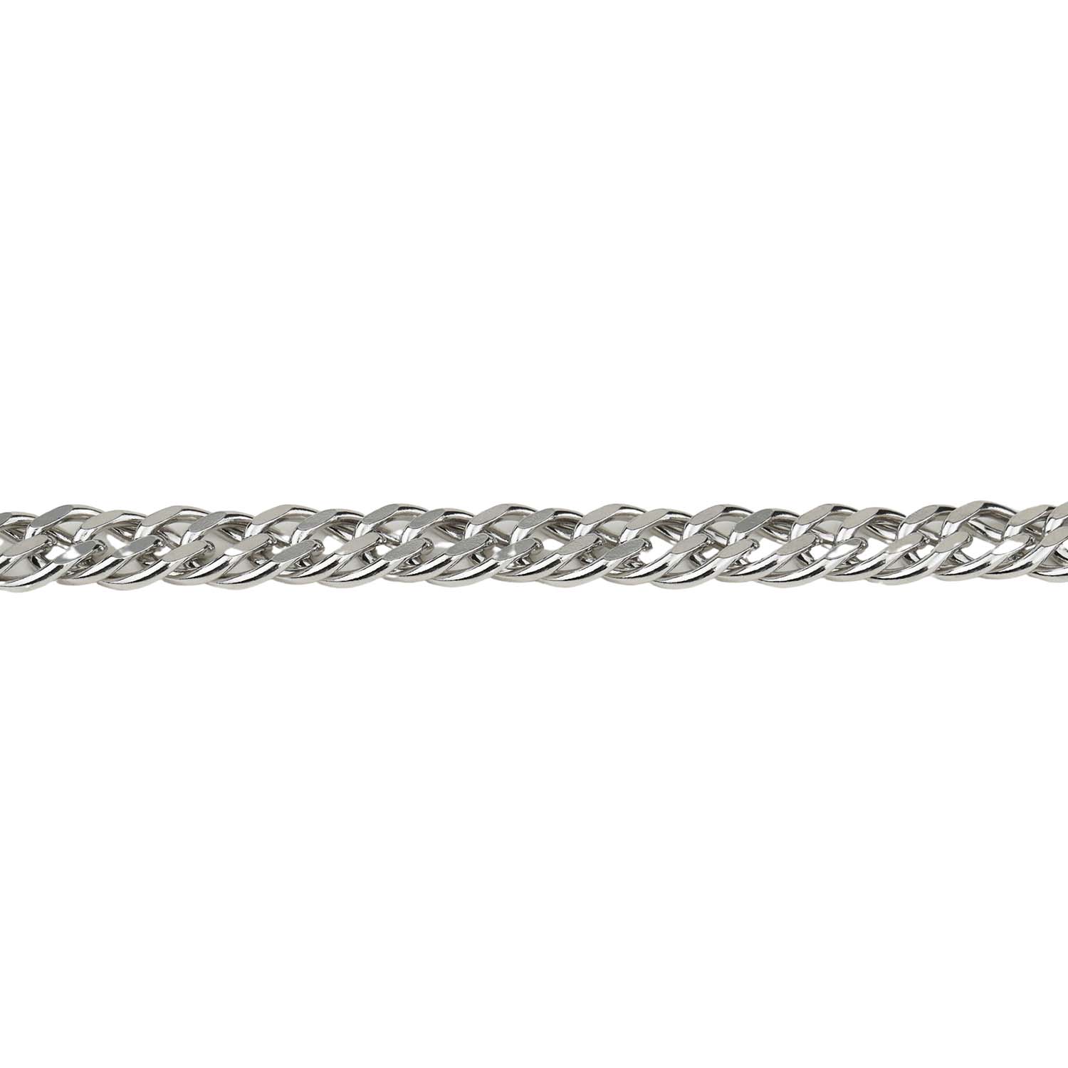 49091 Silberarmband Doppelpanzer rhodiniert