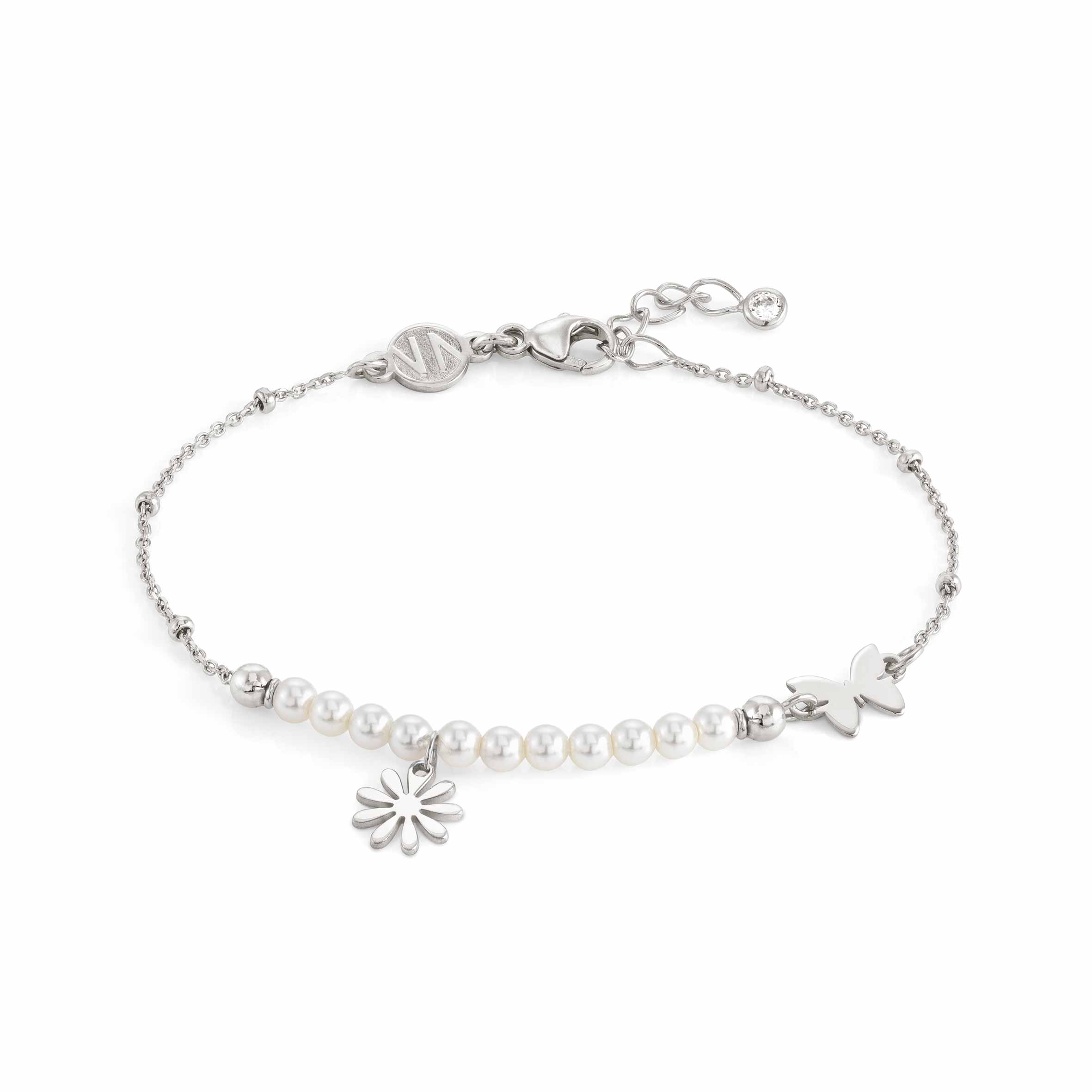147710_060-01 Nomination-Armband Melodie Blume und Perlen