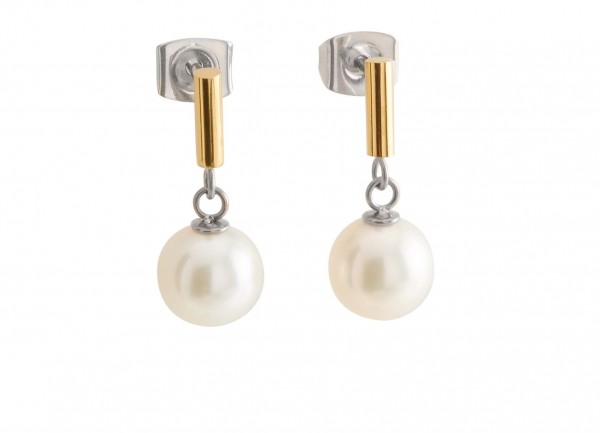 Nickelfreie Boccia Titanium Ohrhänger Titan goldplattiert mit Perlen