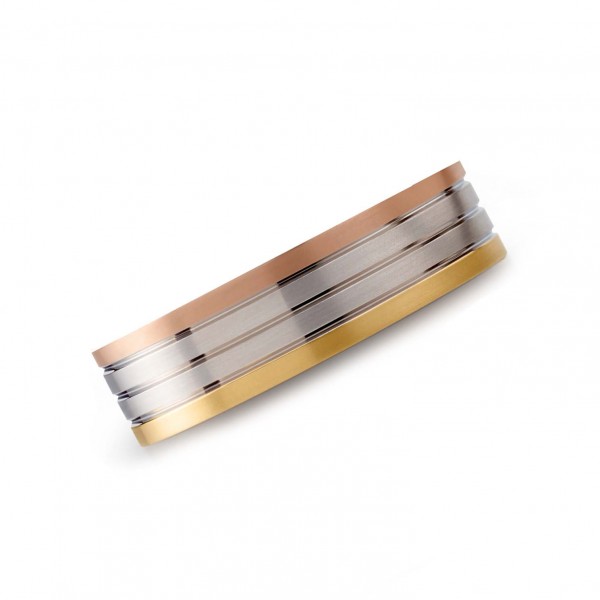 Nickelfreier Boccia Ring Titan tricolor goldplattiert