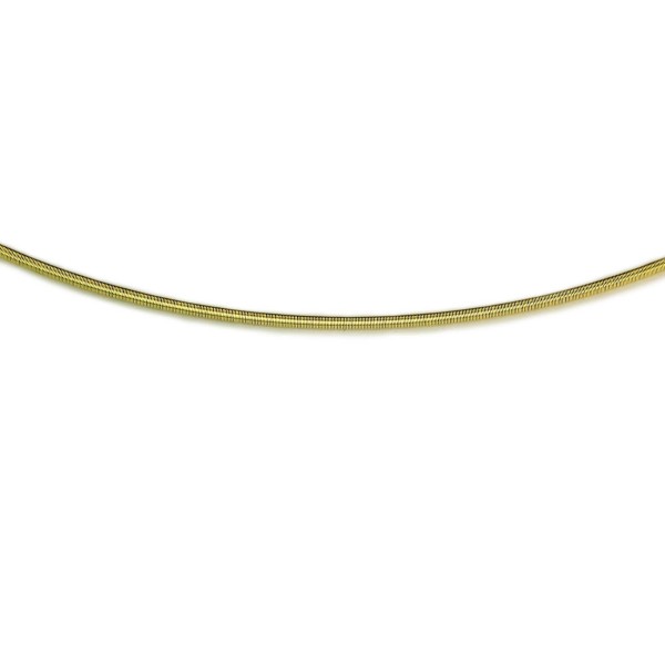 Flexibler Omega-Halsreif 1,4 mm, Gelbgold 585/000, Doppelclipschließe