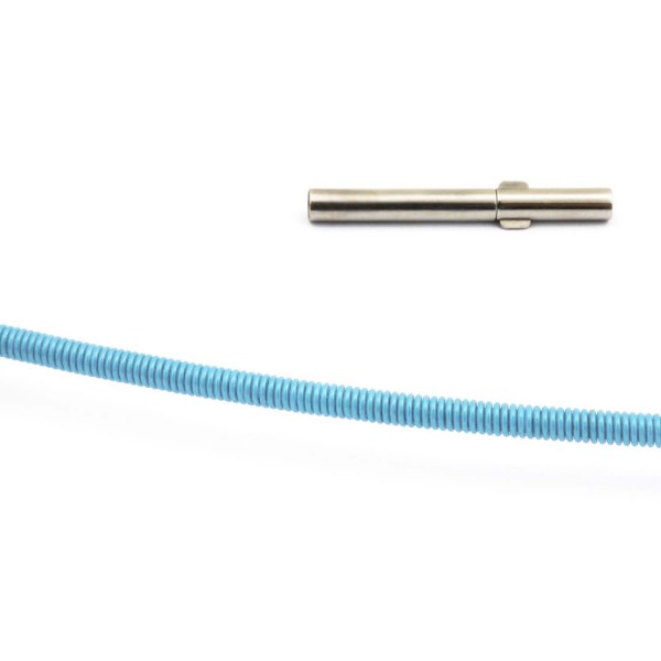 Edelstahl-Halsreif babyblau mit Doppelclip-Schließe