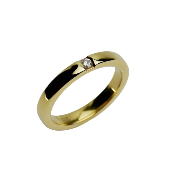 Memoirering mit Brillant Gelbgold 585/000 Diamantring Handarbeit Verlobungsring