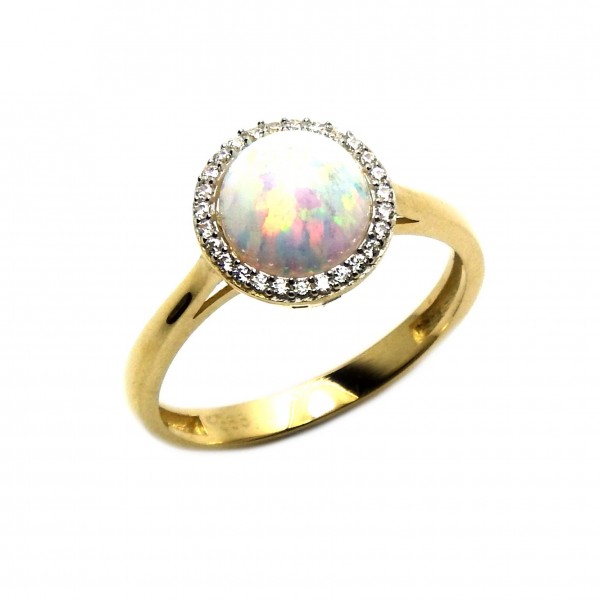 Ring Gold 585/000 bicolor mit synthetischem Opal