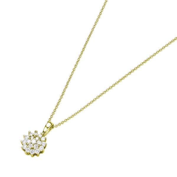 Halskette mit Brillantanhänger in Blütenform Gelbgold 585/000